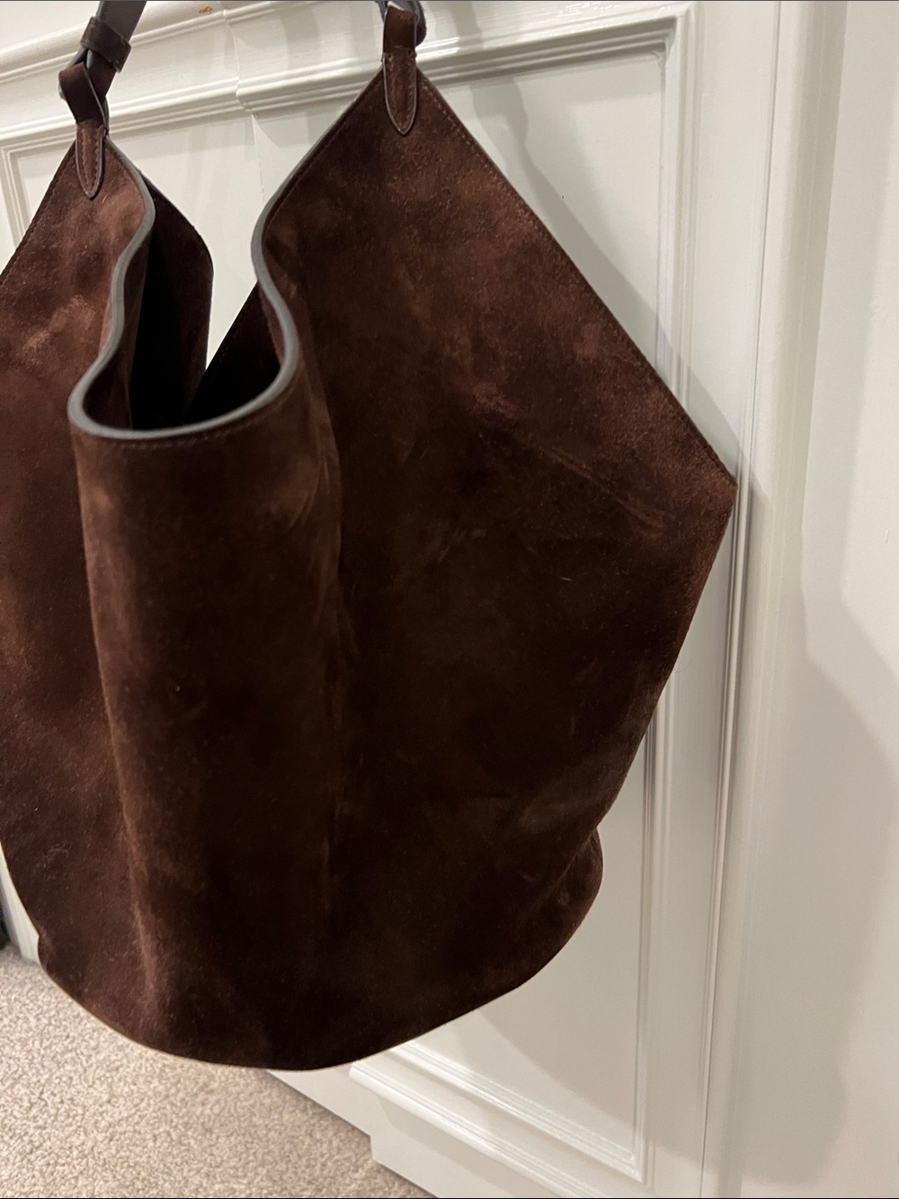 KHAITE Dark Brown Suede Hobo Bag - Picture 6 of 9